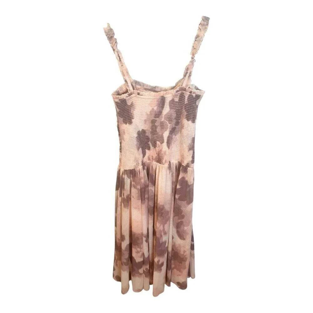 Free People Tessa Smocked Midi Dress Large Blush Pink Soft Combo Cottagecore NWT